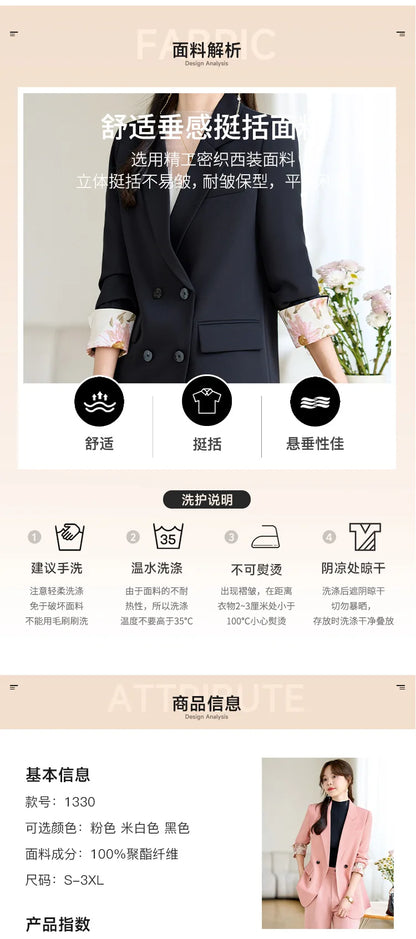 Fashion Elegant Solid Women Blazer Pantsuit Casual Vintage Chic Suit Jackets Wide Leg Pants 2 Pieces Set Female Outfits