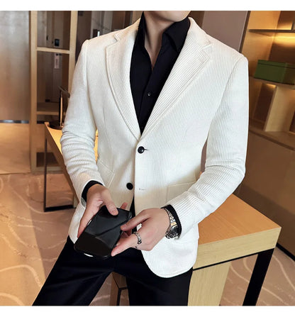Autumn Winter New Chenille Velvet Suit Jacket Men's Casual Business Fashion Formal Party Coats  Tailcoat Men's Clothing 4XL-M