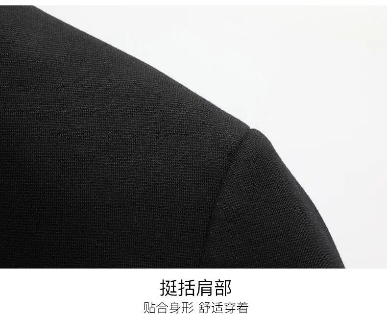 Blazer Men Smart Casual Stand Collar Korean Style Black Business Coat