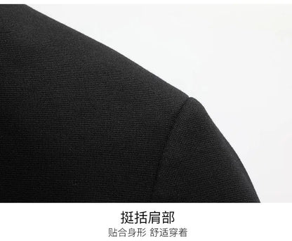 Blazer Men Smart Casual Stand Collar Korean Style Black Business Coat