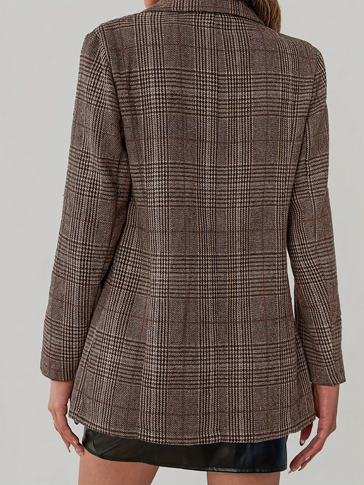 Women's Color-Block Plaid Flat-Lapel Single-Breasted Blazer