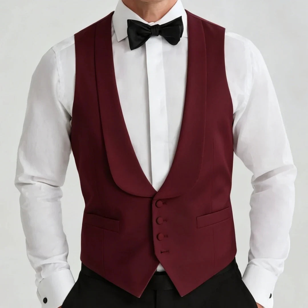 Men's Formal Vest Single Button Lapel Waistcoat for Wedding Banquet and Business