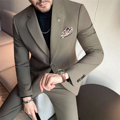 High Quality Suit Set for Men 2 Pieces (Blazer+Trouser) Office Work Party Prom Wedding Groom Business Formal Casual Suits M-5xl