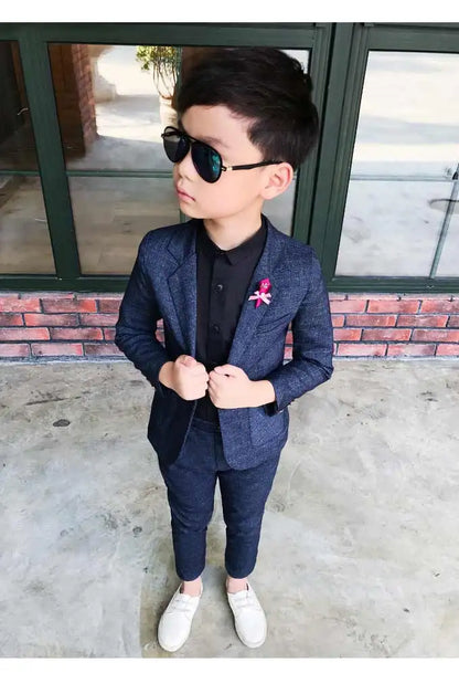 Kids Wedding Ceremony Slim Suit Children Formal Blazers Pants 2Pcs Photography Clothes Good Quality Baby Boys Handsome Suit