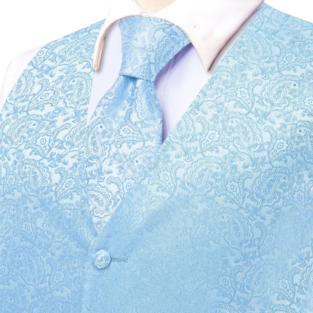 Men's Waistcoat Floral Paisley Vest with Tie Hanky Cufflinks Set for Wedding and Business
