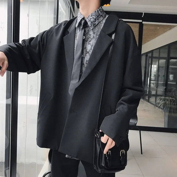 Men's Spring Korean Style Retro Blazer Ins Trendy Hong Kong Style Cool Jacket Viral Vintage Casual Suit Outerwear New