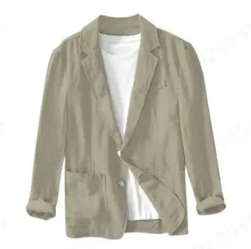 Cotton and Linen Blazer Men's Fashionable Business Casual Outdoor Versatile Travel Lightweight Loose-fitting Retro Style Blazer