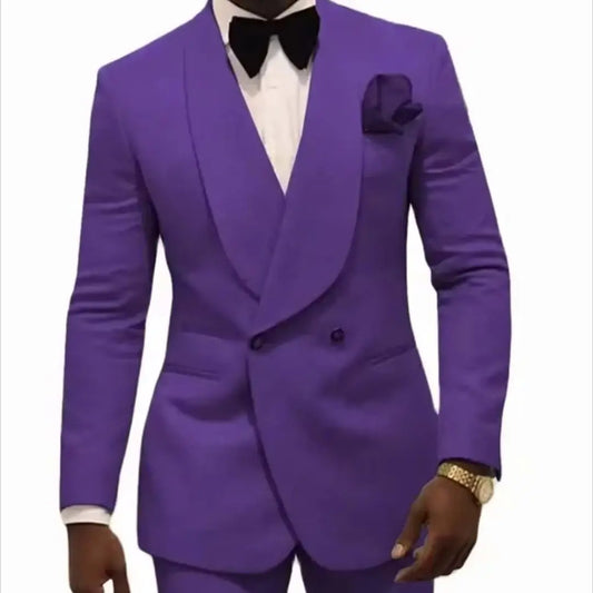 2PCS White Pattern Tuxedo Set for Wedding Groomsmen Suits - Shawl Lapel Custom Men's Suit Jacket Pants Groom Attire