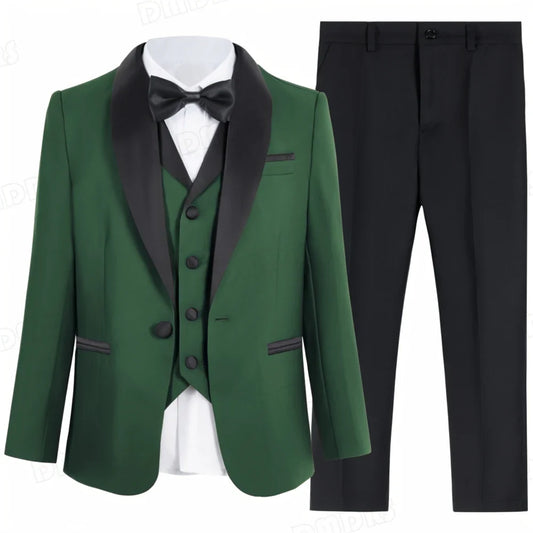 Boys Formal Suit Set – 4-Piece Single Breasted Wedding & Occasion Suit for Kids Ages 3–14