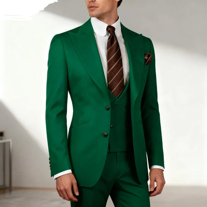 Solid White Men Suits 3 Pieces Tuxedo Jacket with Lapel And Pocket for Birthday Wedding Office Work Jacket Vest Pant