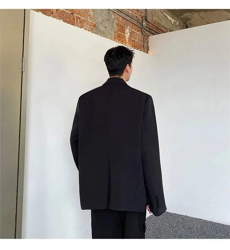 Men's British Dandy Style Blazer, Premium Textured Casual Suit Jacket, Structured Shoulders Light Mature Fashion Coat for Autumn