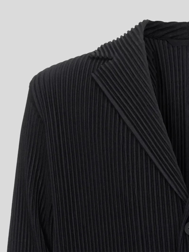 Miyake Pleated Men's Blazer Jacket Japanese Style Slim Fit Suit Coat Stretch Business Casual Office Fashion Luxury Wrinkle Free