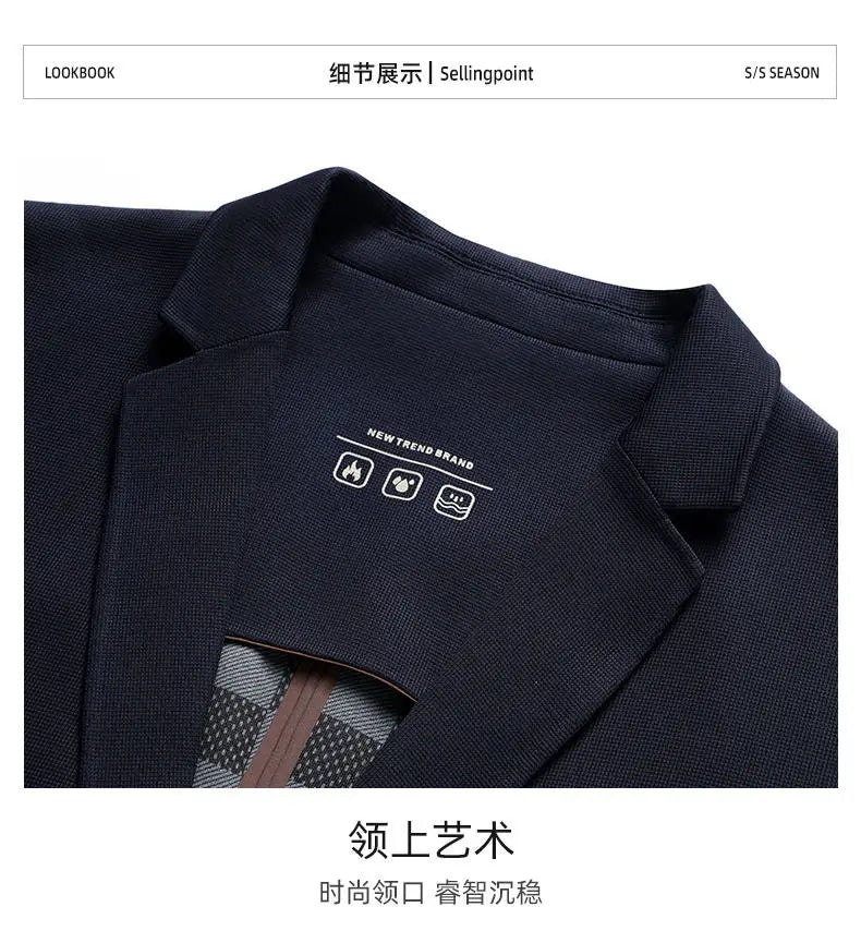 Seamless Adhesive Thin Style Blazer Fashionable Outdoor Travel, Camping, Wedding, Men's Slim-fit Casual Wear, Breathable Blazer