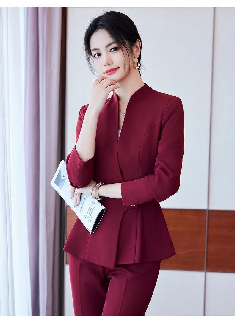 Long-Sleeved Suit for Women, Elegant Jacket and Trousers, Business and Work Uniform, Office Ladies, Special Fashion, 2025