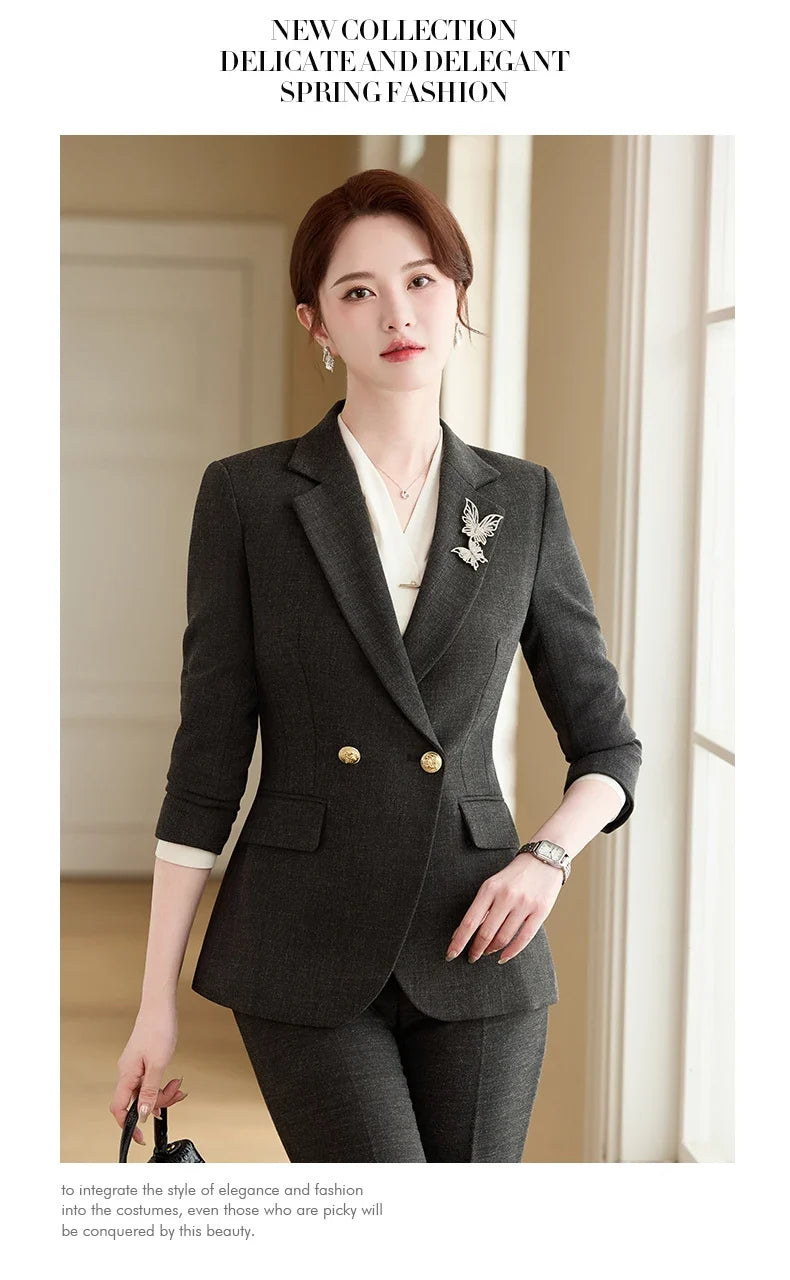 Stylish Professional Womens Boutique Pant Suit. Two-Piece Trousers + Suit Jacket, 2026 Autumn and Winter New Style