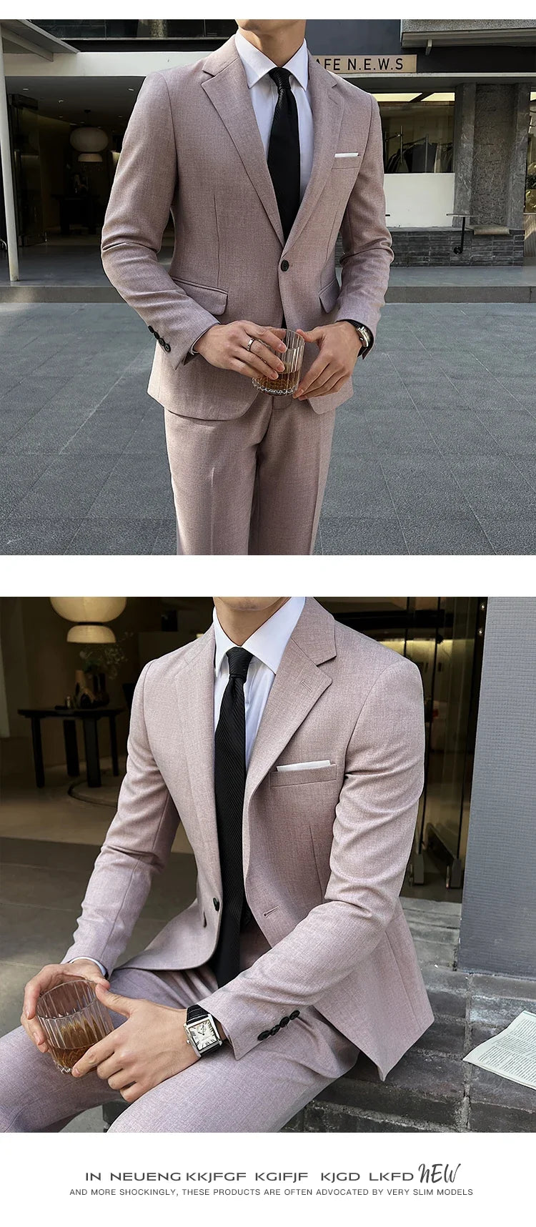 (Jacket +Pants) 2025 New Luxury Elegant Men's Suits 2 Piece Set Fashion Korean Casual Slim Fit Social Groom Wedding Tuxedo