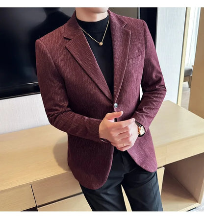 New Fashion Meteor Striped Suit Jacket High Quality Men's Slim Fit Business Formal Social Prom Party Casual Tuxedos 5XL-M