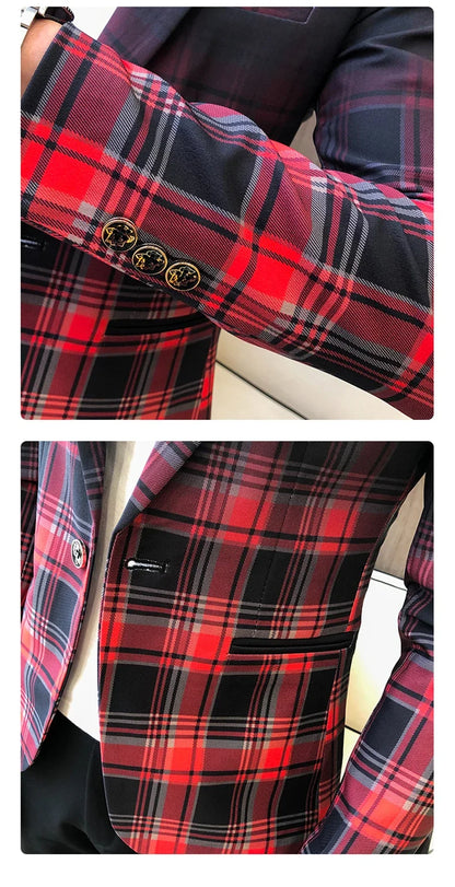 Men's Blazer Suit Jacket 2025 Spring New Fashion Korean Slim Suit Jacket Social Prom Dress Jacket Men's High Quality Clothing
