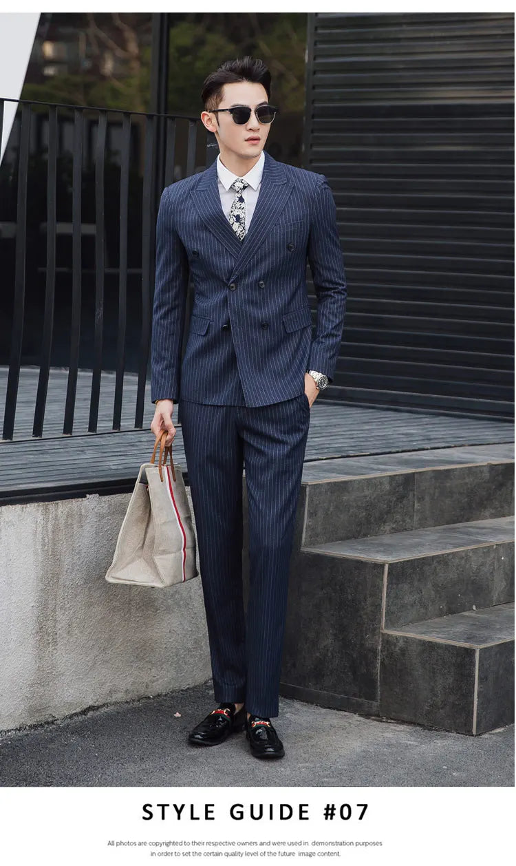 Men's Three-Piece Suit – Double Breasted Slim Fit Formal Suit for Men in Multiple Colors