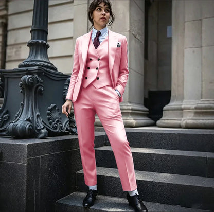 Powerful Black Women 3 Piece Suit Classic Single Breasted Jacket Vest Pants Set Elegant Office Business Formal Lady Outerwears