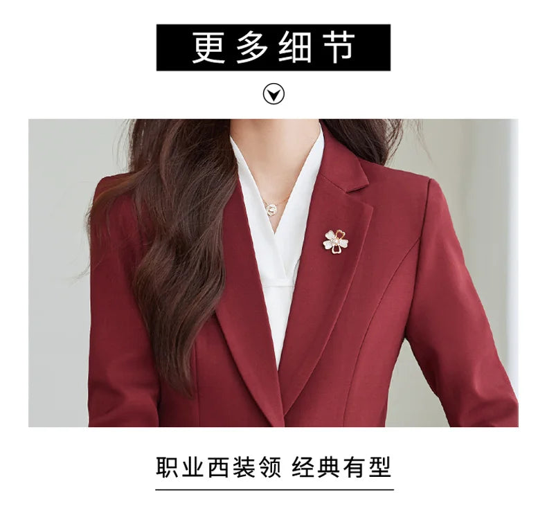 2026 Professional Womens Autumn and Winter New Two-Piece Long-Sleeved Suit + Trousers. Fashion Boutique Suit