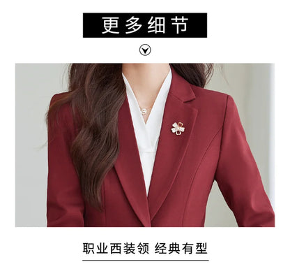 2026 Professional Womens Autumn and Winter New Two-Piece Long-Sleeved Suit + Trousers. Fashion Boutique Suit