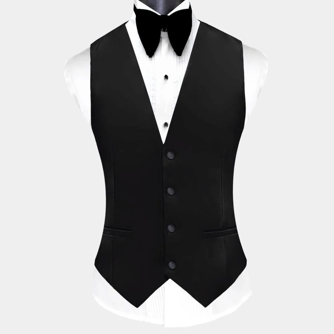 Men Suit 3 Pieces Black Single Button With Bright Lapel For Wedding Groom Banquet Party Business Work Set Jacket Vest Pants