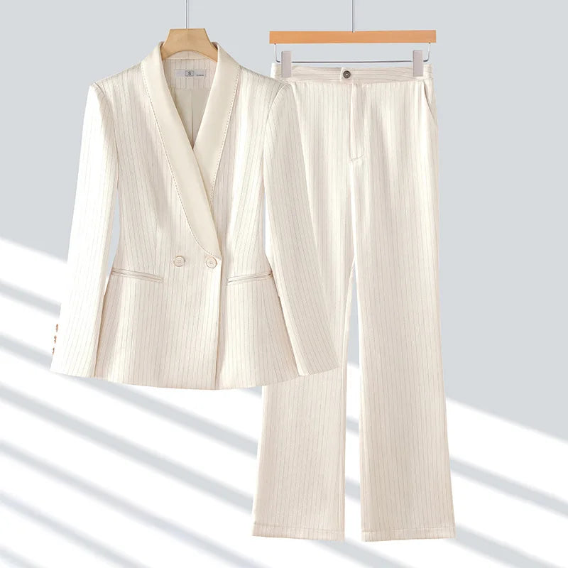 Office Ladies Formal Pant Suit 2 Piece Set Women Ebony Black Female Long Sleeve Business Work Wear Blazer Jacket And Trouser
