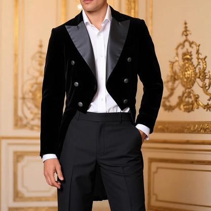 Vintage Mens Velvet Elegant Suit Tuxedo Formal Dress Workwear 2025 Groom Wedding Party Slim Fit Blazer Veste Costume Homme Luxe