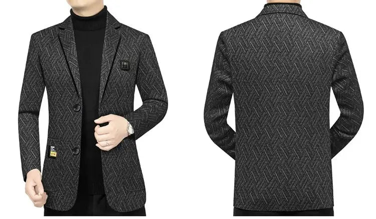 Blazer Men's Fashionable Business Banquet Dance Singer Striped Fitted Casual Trendy Wedding Banquet Dress Performance Blazer