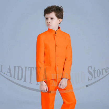 Boy Suits Fashion Stand Collar Single Breasted Outfits 2 Piece Formal Party Tuxedo Daily Casual Slim Children's Clothing