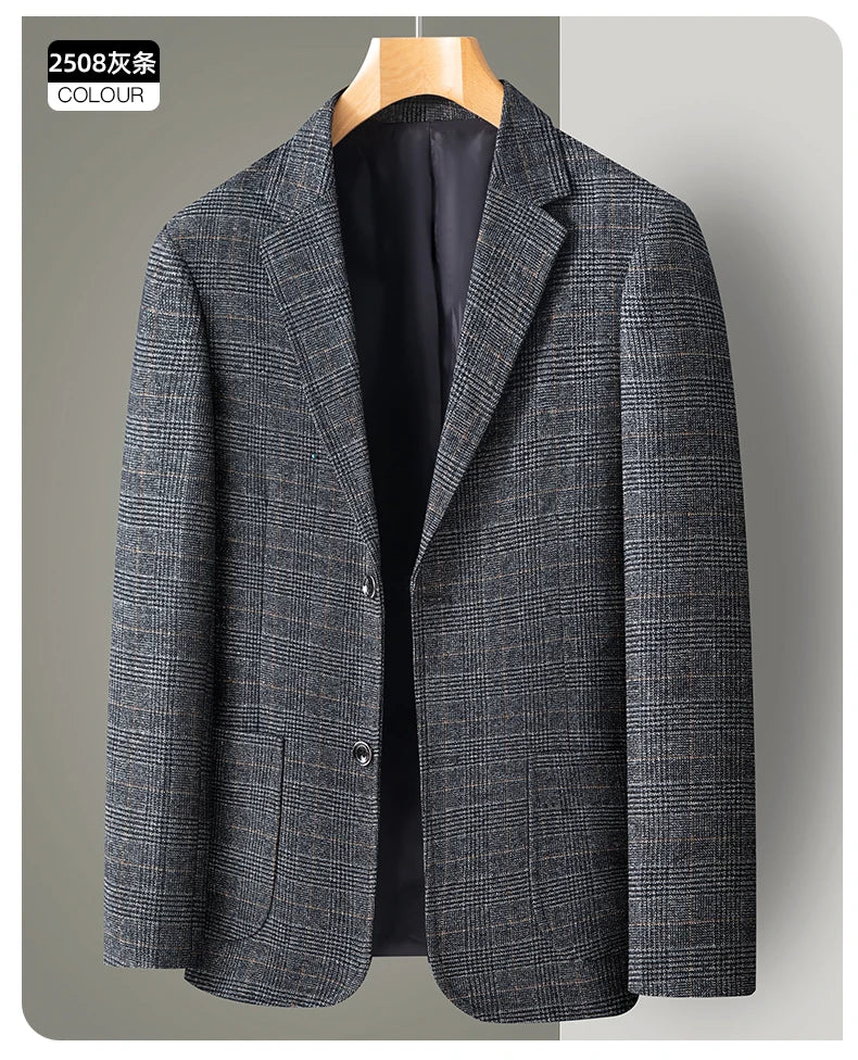 New Men's Blazer Fashion Middle-aged Business Casual Professional Wear Casual Loose British Style Sub-trend Four Seasons Suit