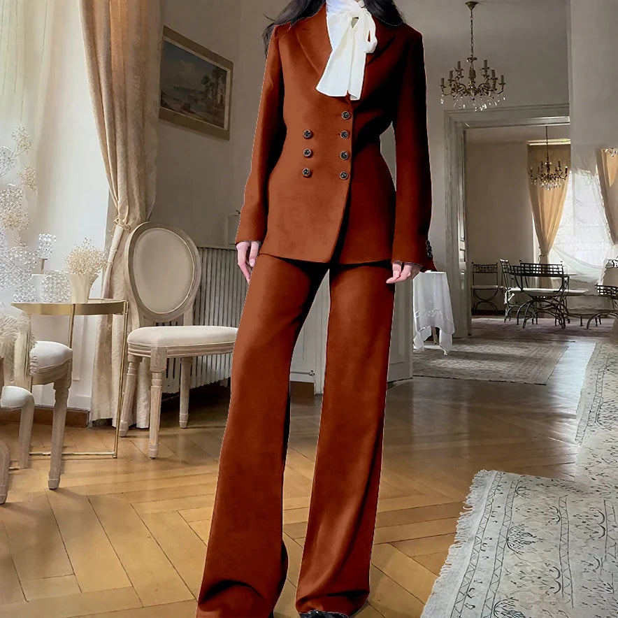 2025 New Women Casual Blazer Suit Set with Double-breasted Office Formal Pant Suit Separates Slim Fit Custom Made Traje de Mujer