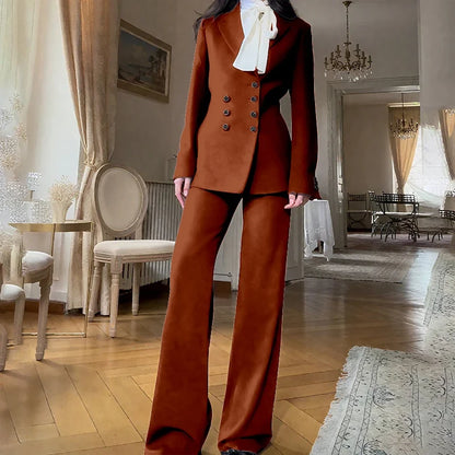 2025 New Women Casual Blazer Suit Set with Double-breasted Office Formal Pant Suit Separates Slim Fit Custom Made Traje de Mujer