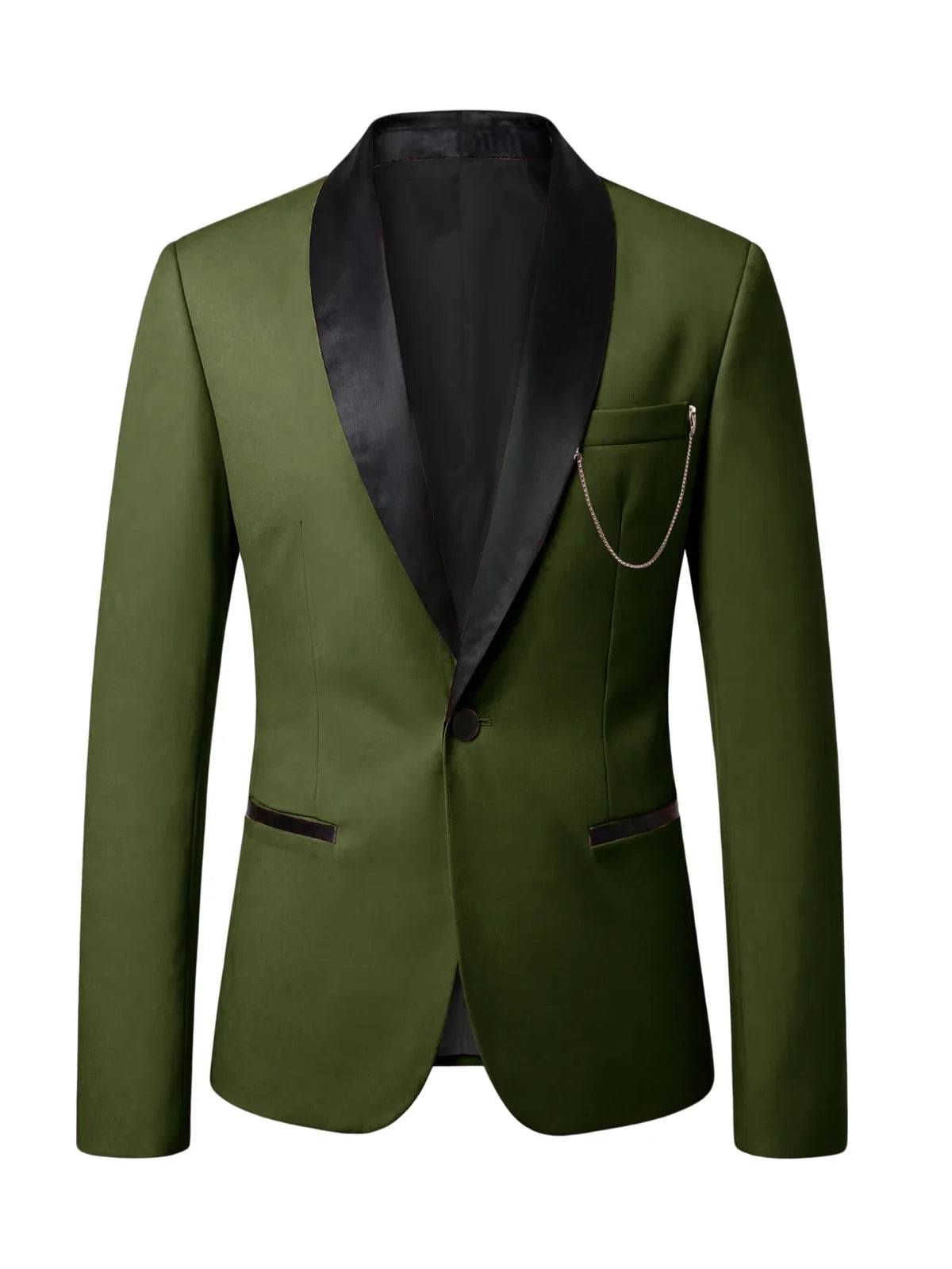 Men's Slim Fit Tuxedo Blazer Satin Shawl Collar One Button Formal Business Suit Jacket for Wedding Prom Party For Spring Summer