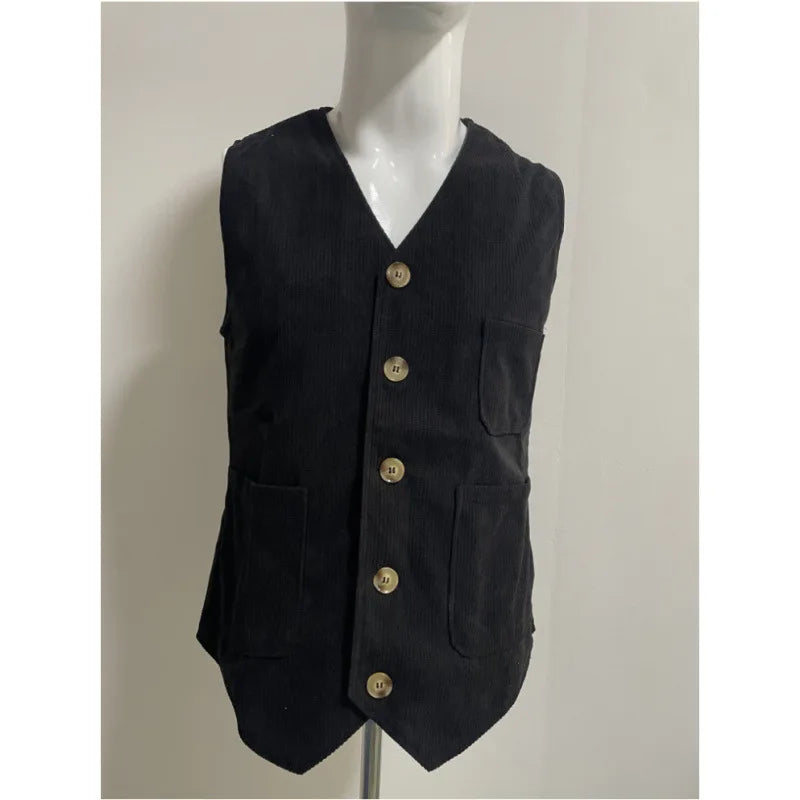 Blazer Men's Fashion Gentleman Business British Style Gentleman Corduroy Wedding Lapel Professional Casual Performance Host Vest