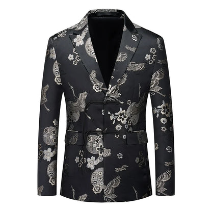 Men's Jacquard Blazer Slim Fit Single Breasted Smart Casual & Formal Wedding Jacket