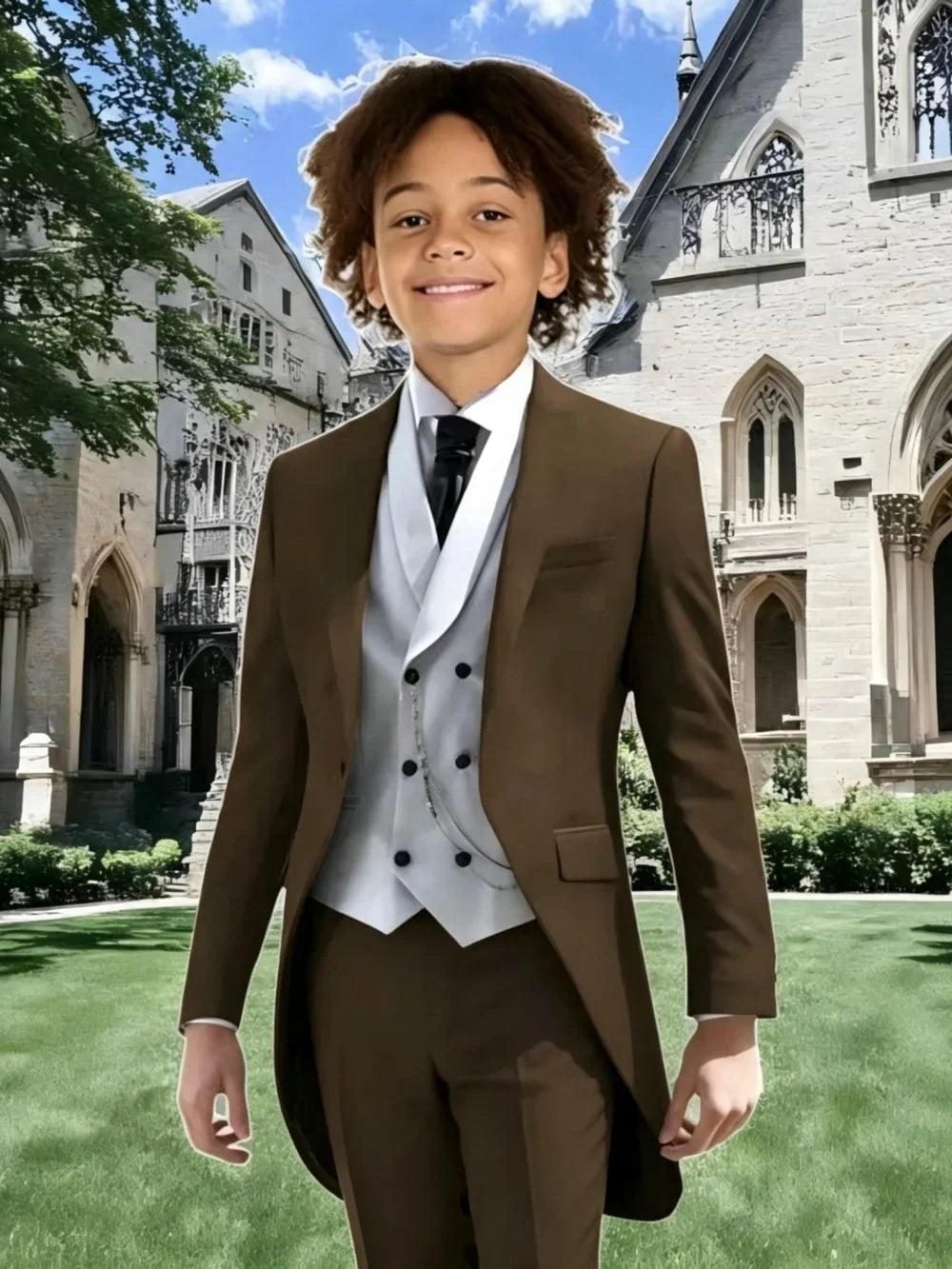 High Quality Boys Formal Tailcoat Vest Pants 3 Pieces Banquet Party Wear Smart Handsome Kids Slim Fit Suit Set Wedding Tuxedo