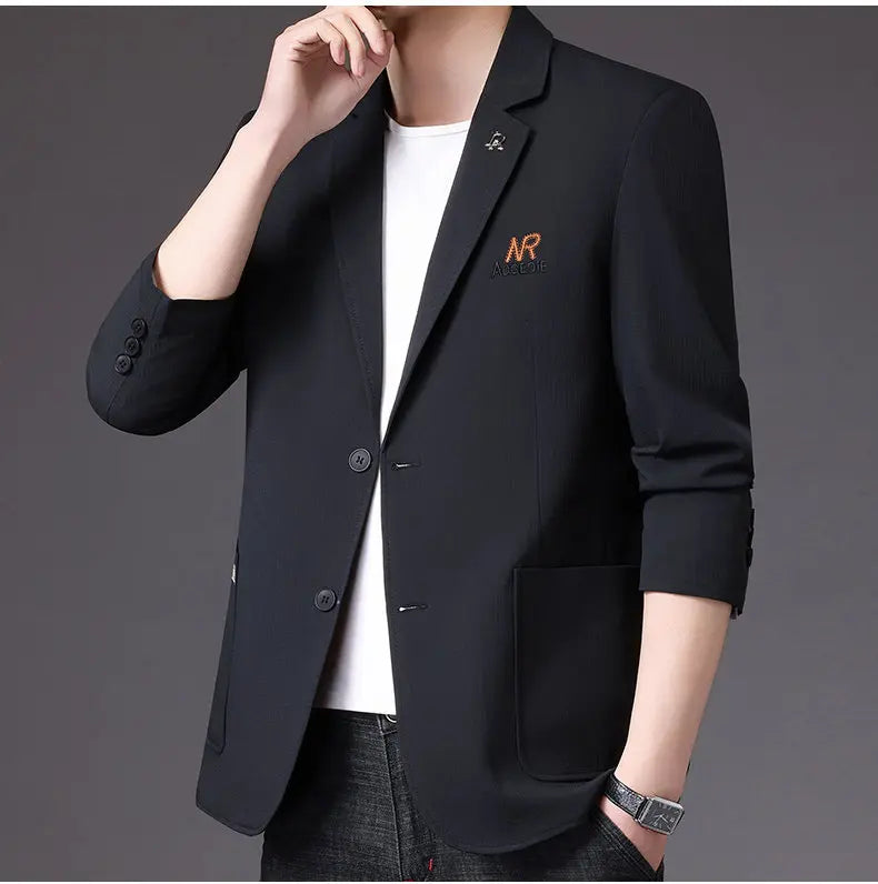 Blazer Men's Fashion Business Outdoor Travel Youth Campus Wedding Versatile Host Shaping Casual Korean Style Thin Style Blazer