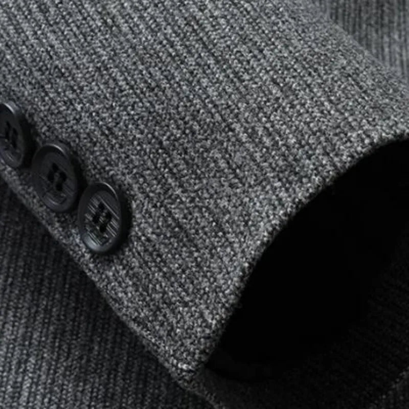 KIDWHXR Four Seasons Man Blazer British Style Single-breasted Male Outerwear Business Casual Loose Long Sleeve Men Suit Coat