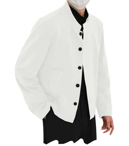 Men's Linen Blazer Stand Collar Slim Fit Suit Jacket Lightweight Breathable Soft Business Casual Daily Sport Coat for Spring