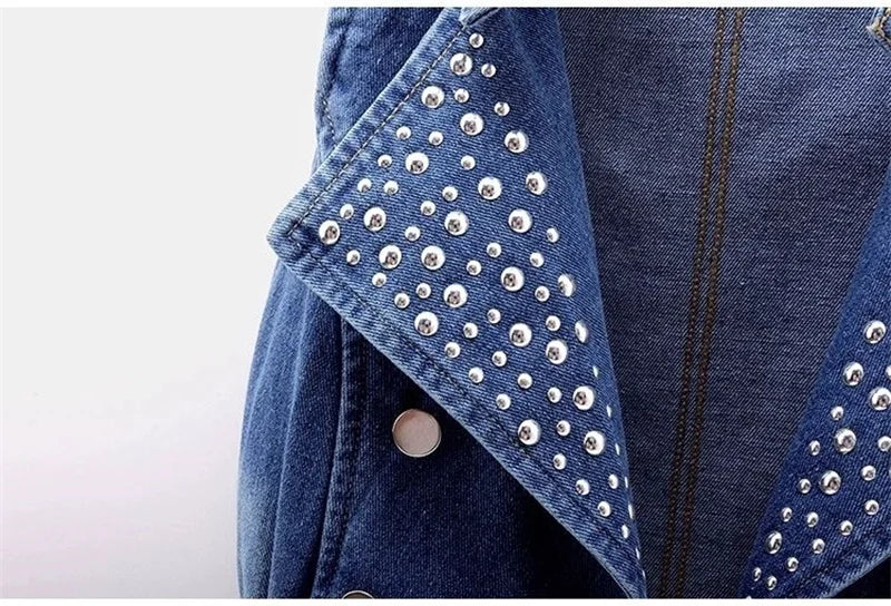 2025 Femme Cowboy Vest Outwear Spring Women Fashion Large Size 5XL Denim Waistcoat Coat Ladies Double-breasted Sleeveless Jacket