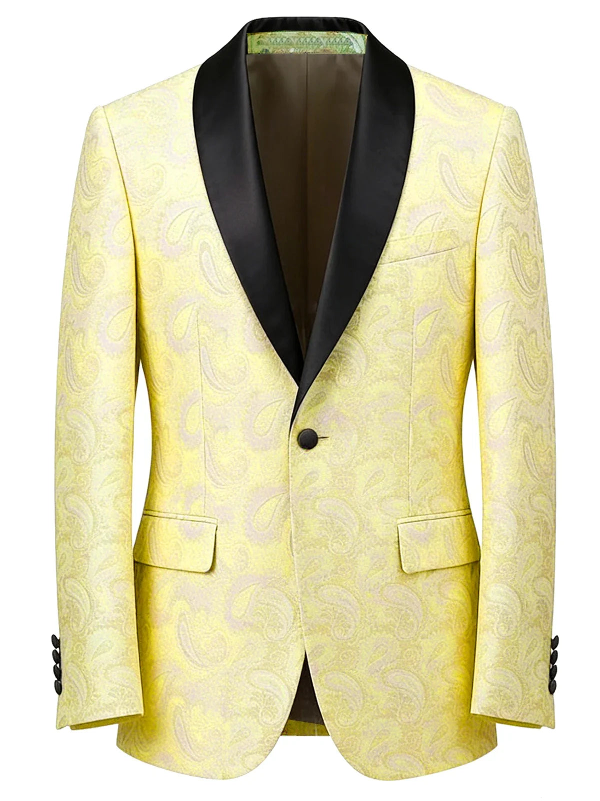 Men's Tuxedo Blazer Paisley Jacquard Shawl Lapel Single Button Slim Fit Jacket for Wedding Party Prom