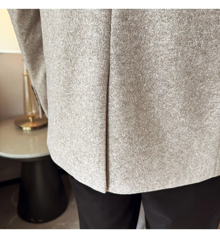 High Qualitys Thickened Wool Suit Jacket Autumn Winter New Luxury Solid Color Formal Men Business Slim Fit Social Party Tuxedo