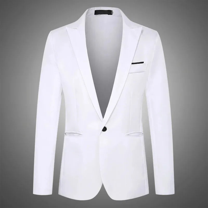 KIDWHXR Man Suit Jacket Slim Solid Single-breasted Suits Coats Men Long Sleeve Formal Business Party Wedding Blazer for Male