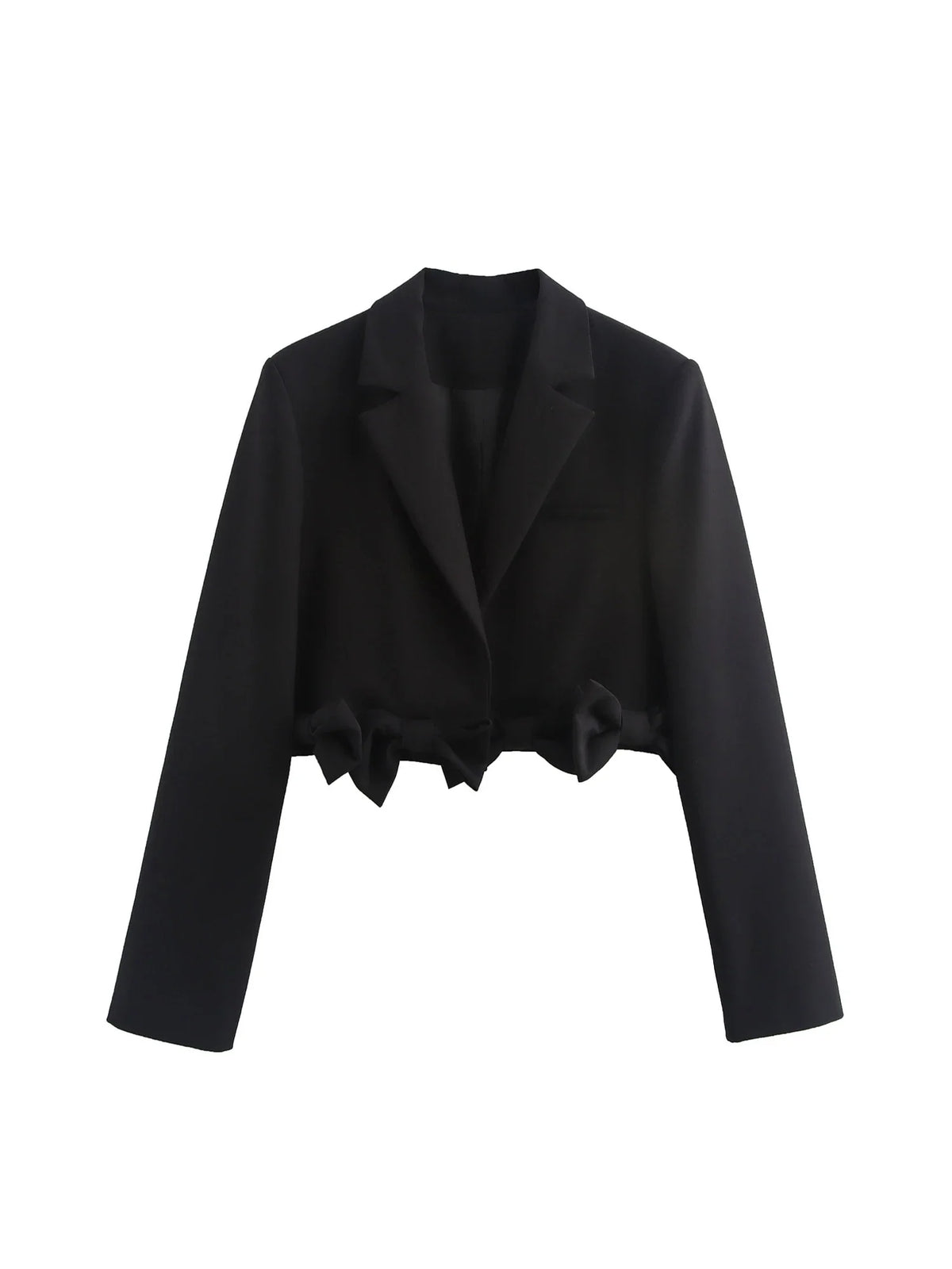 Women's Black Gothic Emo Cropped Bow Blazer Jacket Y2k 2000s Vintage Suit Coat Long Sleeve Single Breasted Outerwear Autum 2025