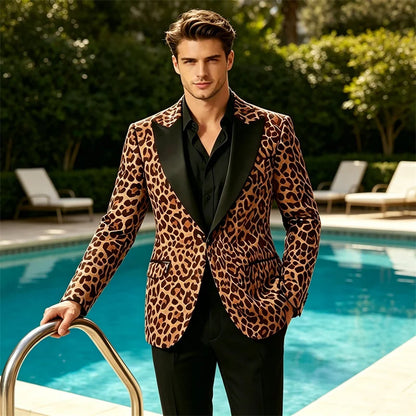 Men's Premium Textured Casual Blazer Two Button Notched Lapel Slim Fit With Pocket Square For Office Wedding Party Daily Wear