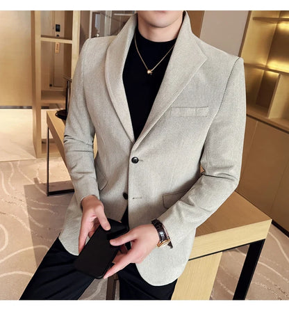 New Chinese Style Stand Collar Fashion Casual Suit Jacket Autumn Winter New Slim Fit Business Formal Social Prom Party Tuxedos