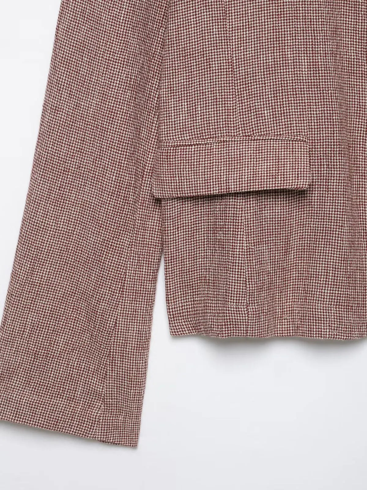 Casual Women Houndstooth Linen Blazer 2026 Spring Autumn Elegant Female Long Sleeves Lapel Collar Office Slim Suit Outerwear