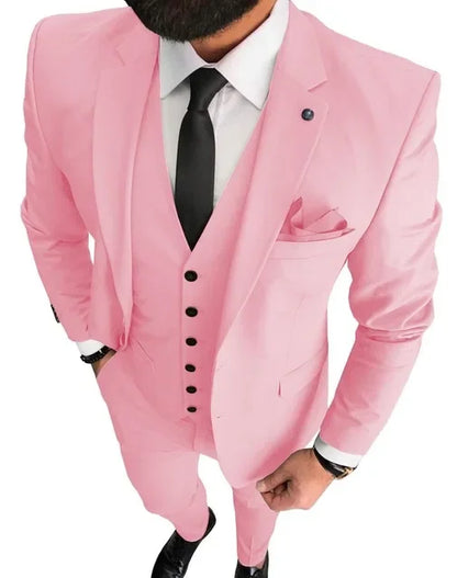 Tailor Made Red Men Wedding Suits Slim Fit Groom Prom Party Blazer Male Tuxedo Jacket+Pants+Vest Costume Marriage Homme Terno